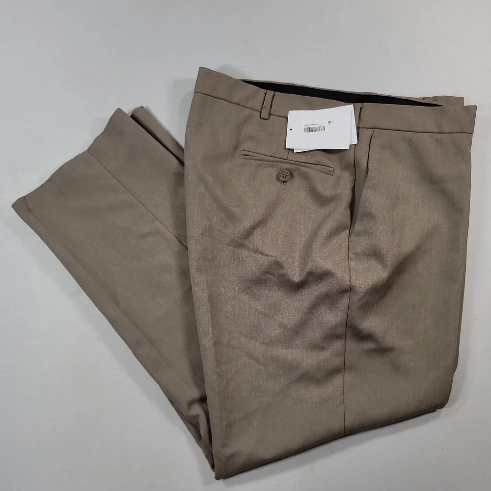 Dockers Performance Dress‎ Pants Mens 40x30 Solid Taupe Classic-Fit